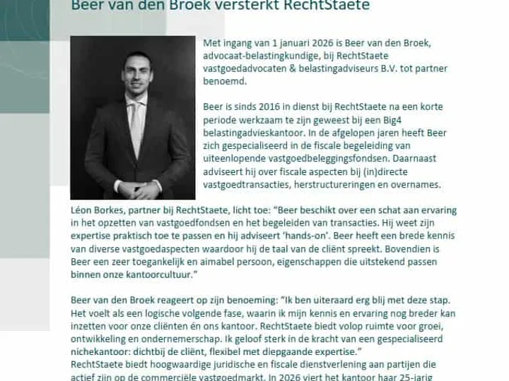 Beer van den Broek versterkt RechtStaete