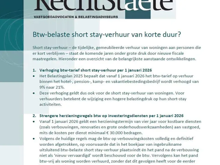 Btw-belaste short stay-verhuur van korte duur?