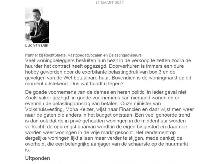 Woningen die niet worden uitgepond: waarom overdracht aan de b.v. interessant kan zijn