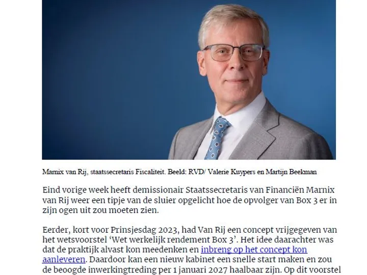 Van Rij maakt meer bekend over de opvolger van Box 3