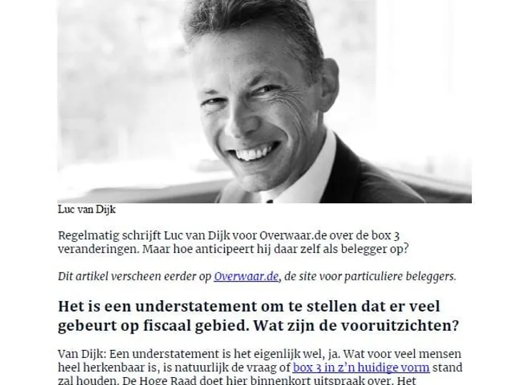 In gesprek met fiscalist Luc van Dijk: hoe handelt hij als belegger?