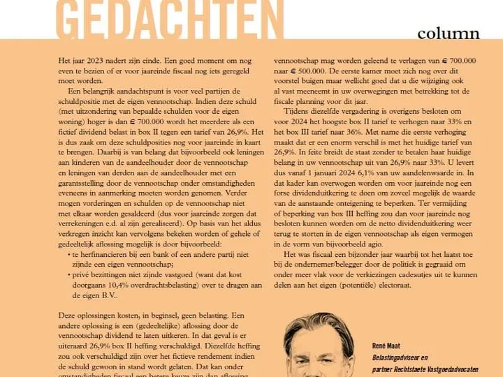 Fiscale eindejaarsgedachten