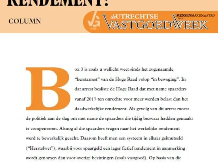 Box 3 toch eerder naar een heffing over lager werkelijk rendement?