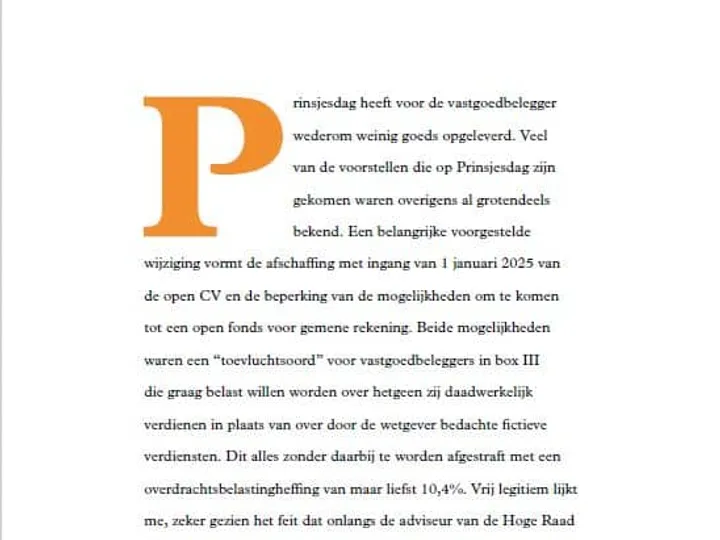 Enige fiscale bespiegelingen rondom Prinsjesdag