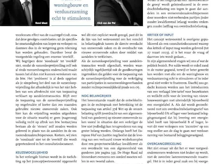 Minister past samenloopvrijstelling bij aandelentransactie aan