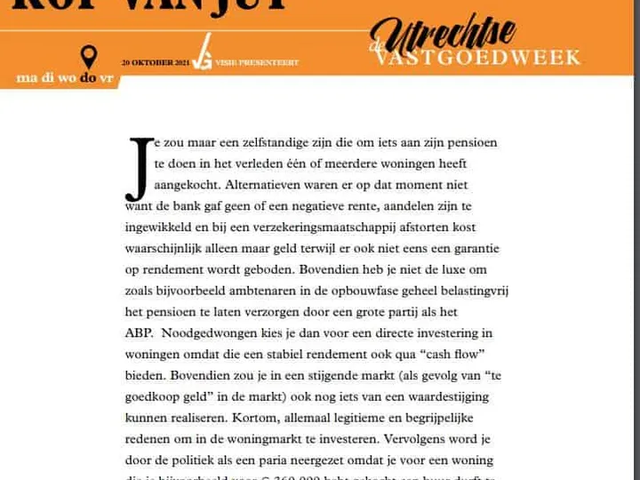Vastgoedbelegger opnieuw (fiscaal) kop van jut