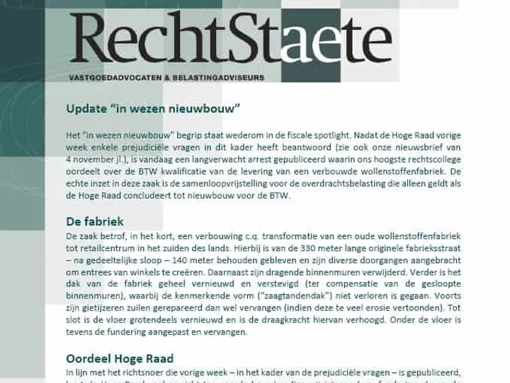 Update “in wezen nieuwbouw”