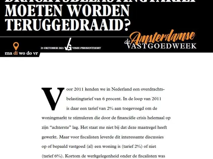 Aanpassingen overdrachtsbelastingtarief moeten worden teruggedraaid?