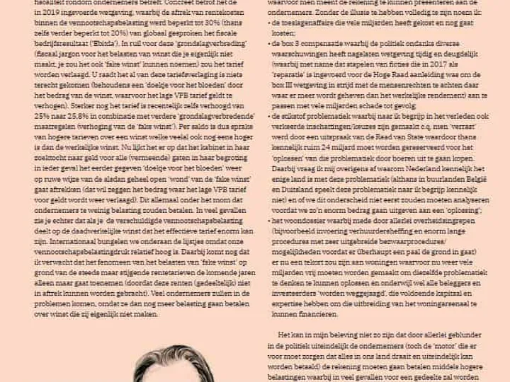 Ondernemer weer pinautomaat van de politiek?