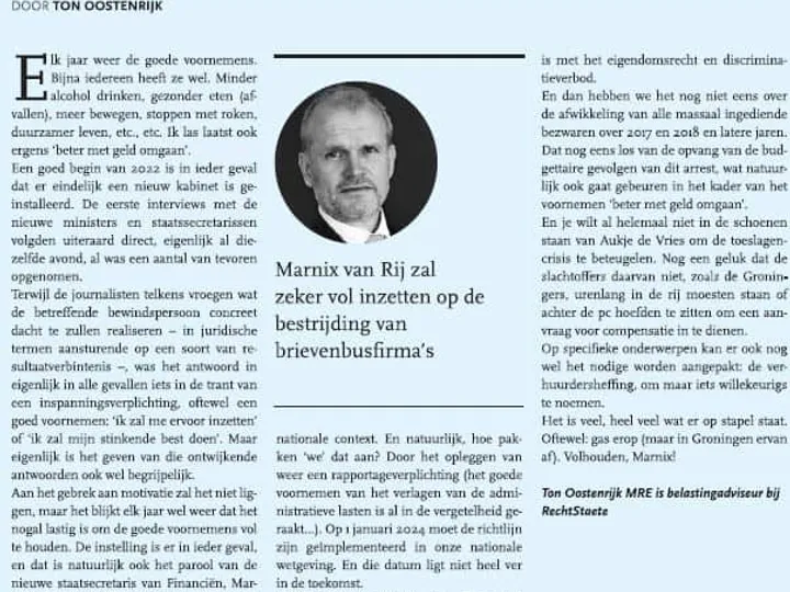 De goede voornemens van een staatssecretaris